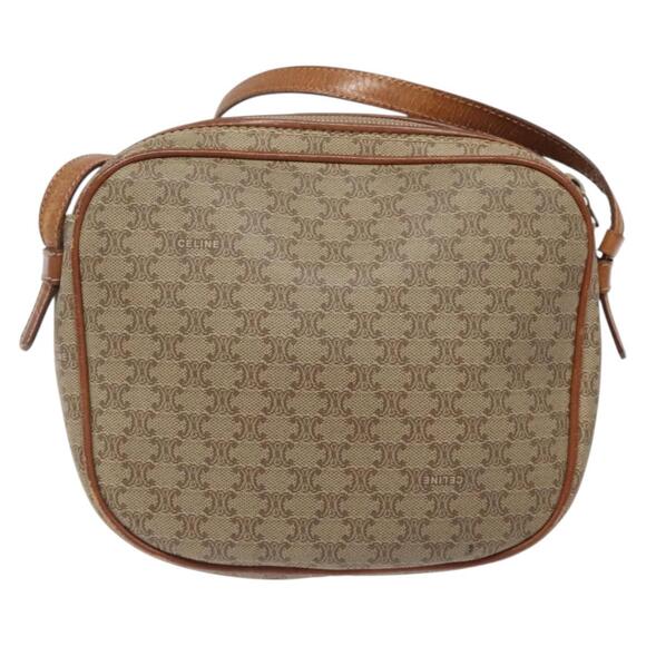 CELINE Macadam Canvas Shoulder Bag Beige Gold - Picture 3 of 12